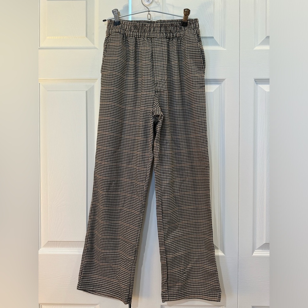 H&M Ankle-Length Trouser Light beige/Dogtooth-patterned